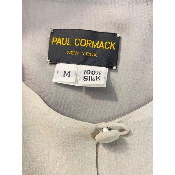 Paul Cormack New York Vintage Gray Silver Button front Silk Top Medium - Picture 4 of 4